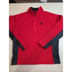 Spyder Core Sweater Mens Large red fleece pullover jacket skiing excellent L